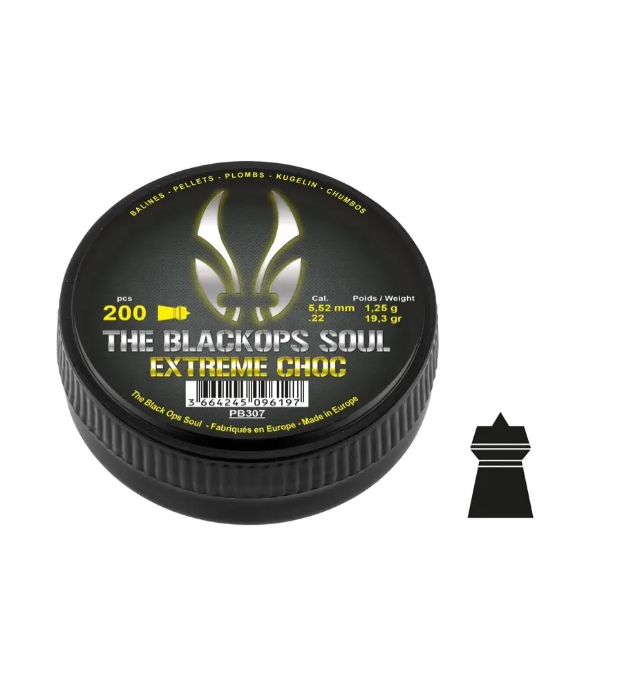 Plombs The Black Ops Soul EXTREM CHOC Cal. 5,5 mm 