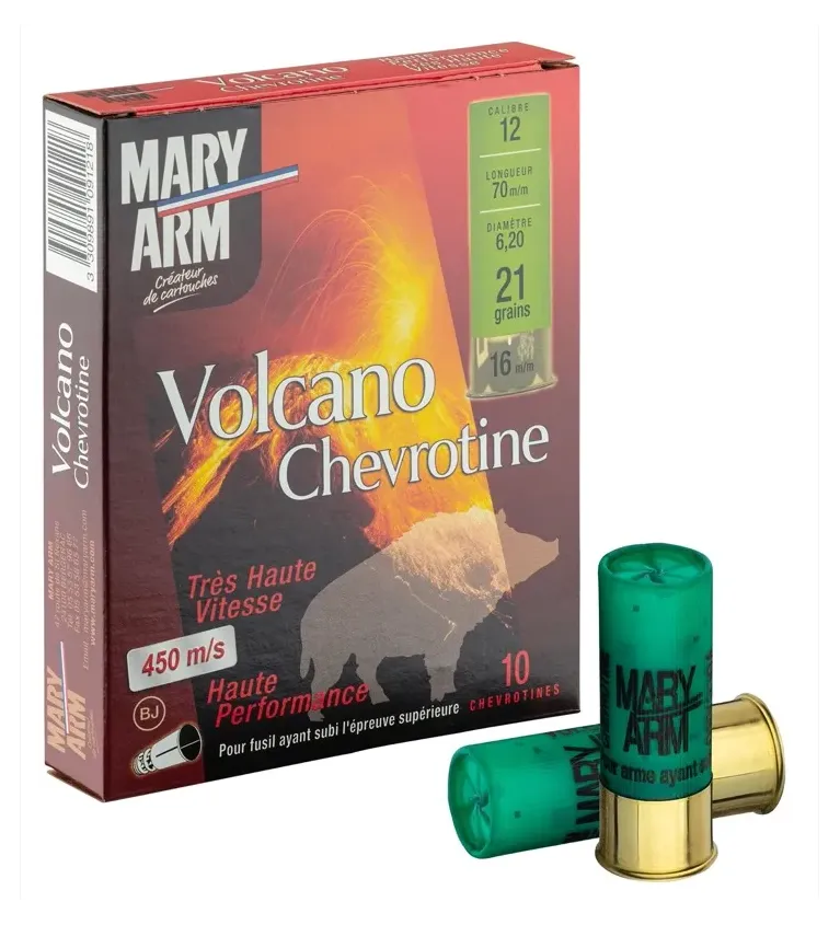 Cartouches Mary Arm chevrotine Volcano Haute vitesse - Cal. 12/70 