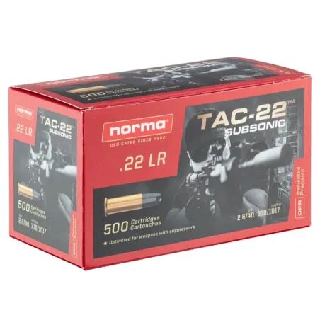 Cartouches 22lr Balles de chasse Norma Subsonique 