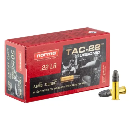 Cartouches 22lr Balles de chasse Norma Subsonique 
