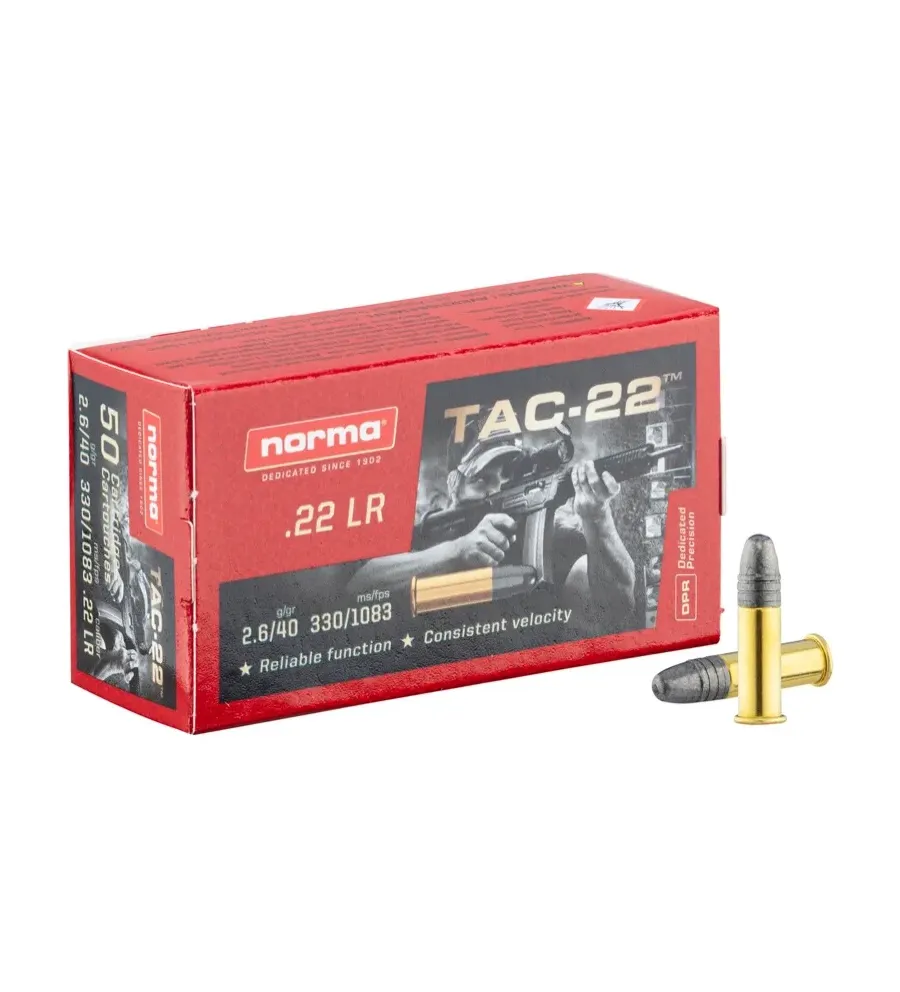 Cartouches 22lr Balles de chasse Norma TAC-22 Cartouches 22lr Balles de chasse Norma TAC-22