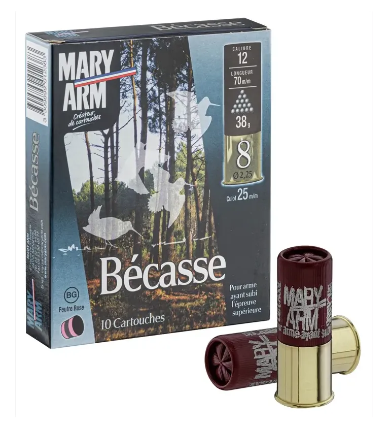Cartouches Mary Arm Bécasse 38 BG- Cal. 12/70  