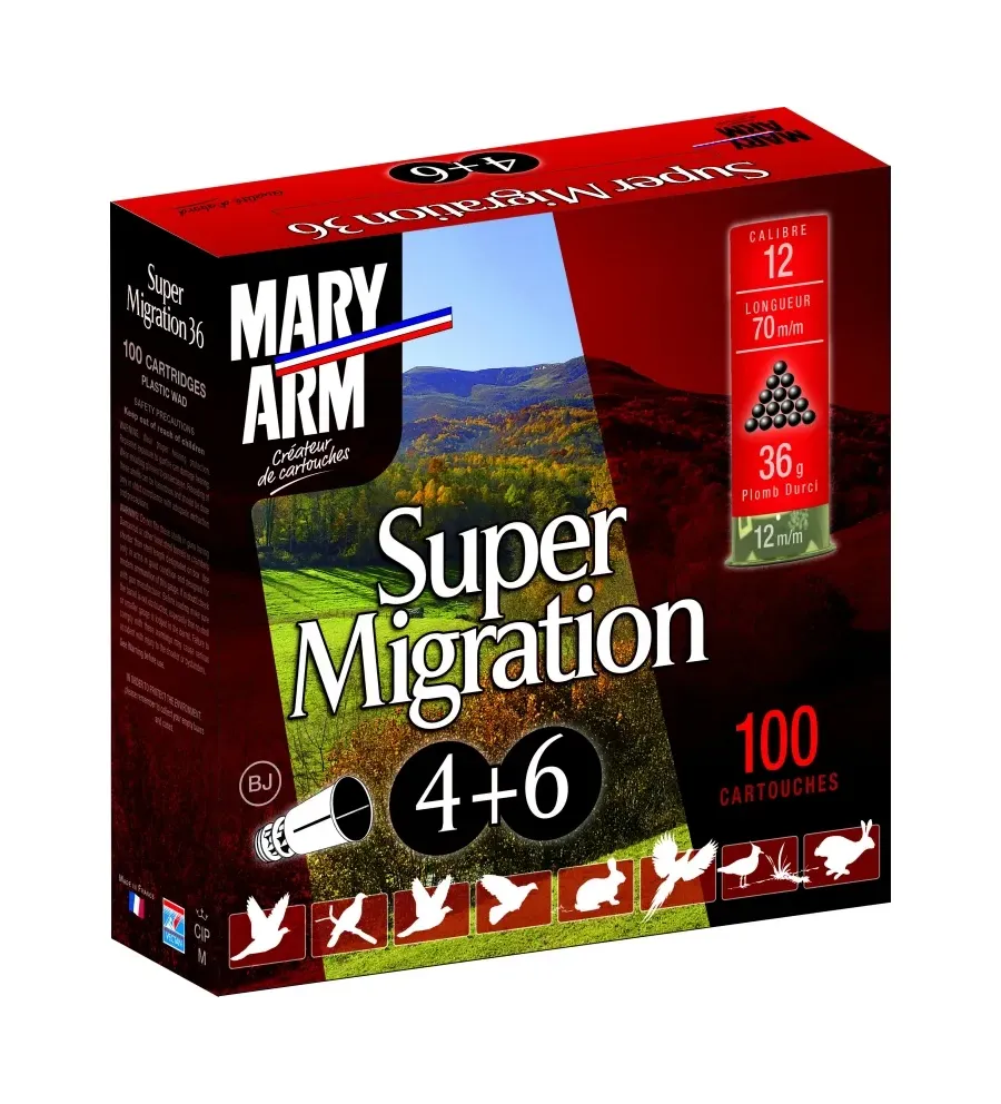 Cartouches Mary Arm Super Migration 36g Duo - Cal. 12/70 Cartouches Mary Arm Super Migration 36g Duo - Cal. 12/70