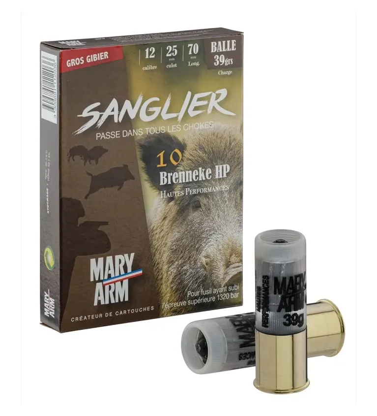 Cartouches Mary Arm Brenneke Sanglier 39 HP - Cal. 12/70 