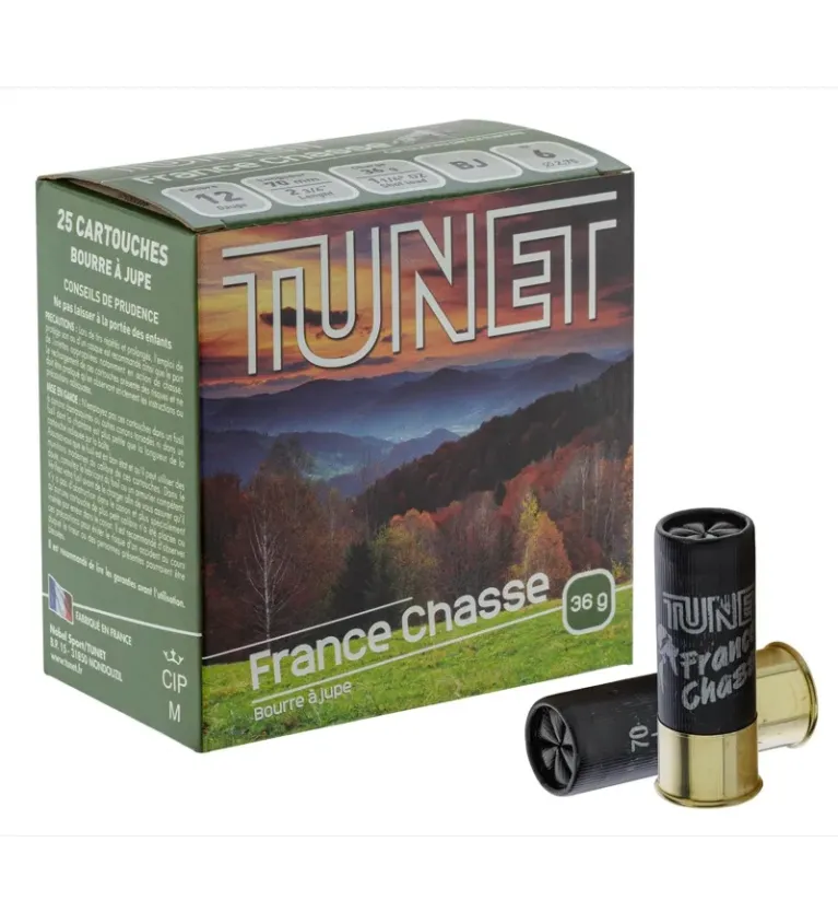 Cartouches TUNET France Chasse 12/70 Plombs 4 à 7  