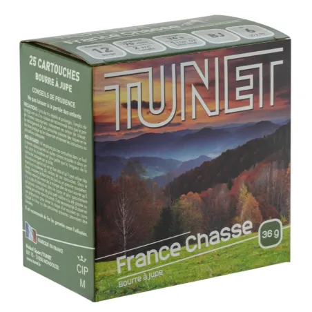 Cartouches TUNET France Chasse 12/70 Plombs 4 à 7  