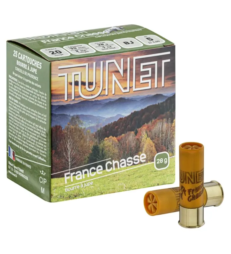 Cartouches TUNET France Chasse 20/70 Plombs 5 à 7  