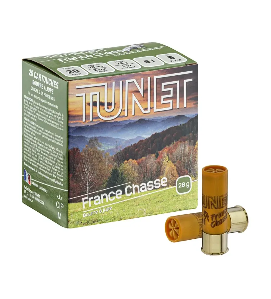 Cartouches TUNET France Chasse 20/70 Plombs 5 à 7  