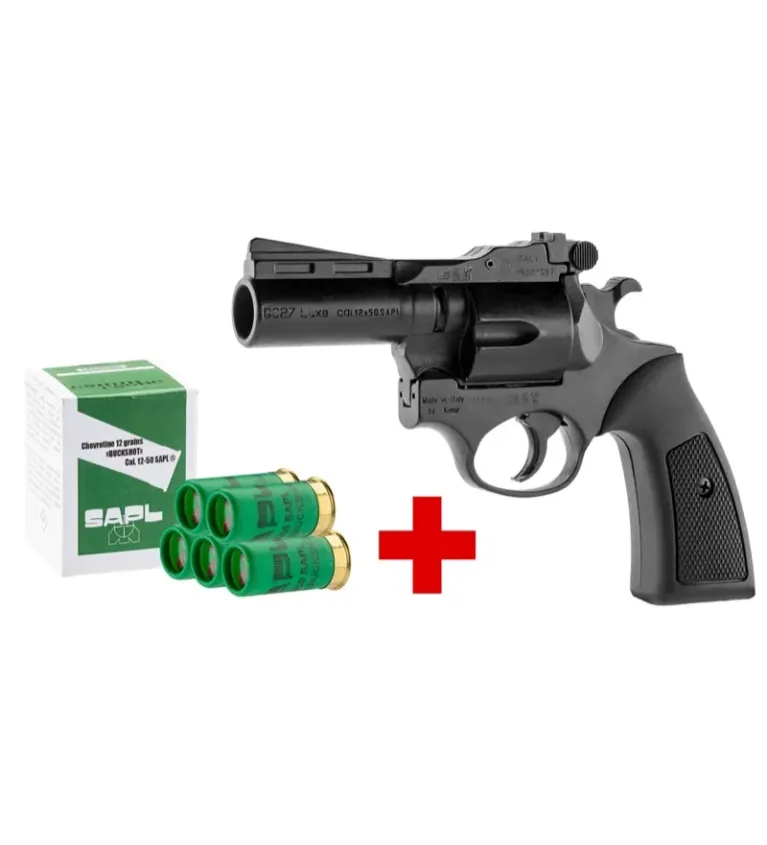 SAPL - Pack Pistolet Gomm-Cogne SAPL GC27 Luxe noir + 1 boîte 12/50 chevrotine SAPL x5 cartouches 