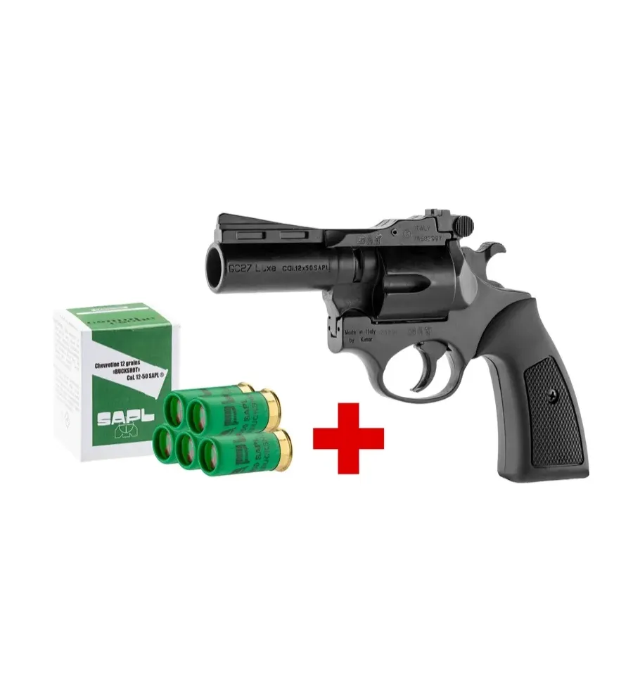 SAPL - Pack Pistolet Gomm-Cogne SAPL GC27 Luxe noir + 1 boîte 12/50 chevrotine SAPL x5 cartouches SAPL - Pack Pistolet Gomm-Cogne SAPL GC27 Luxe noir + 1 boîte 12/50 chevrotine SAPL x5 cartouches
