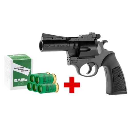 SAPL - Pack Pistolet Gomm-Cogne SAPL GC27 Luxe noir + 1 boîte 12/50 chevrotine SAPL x5 cartouches 