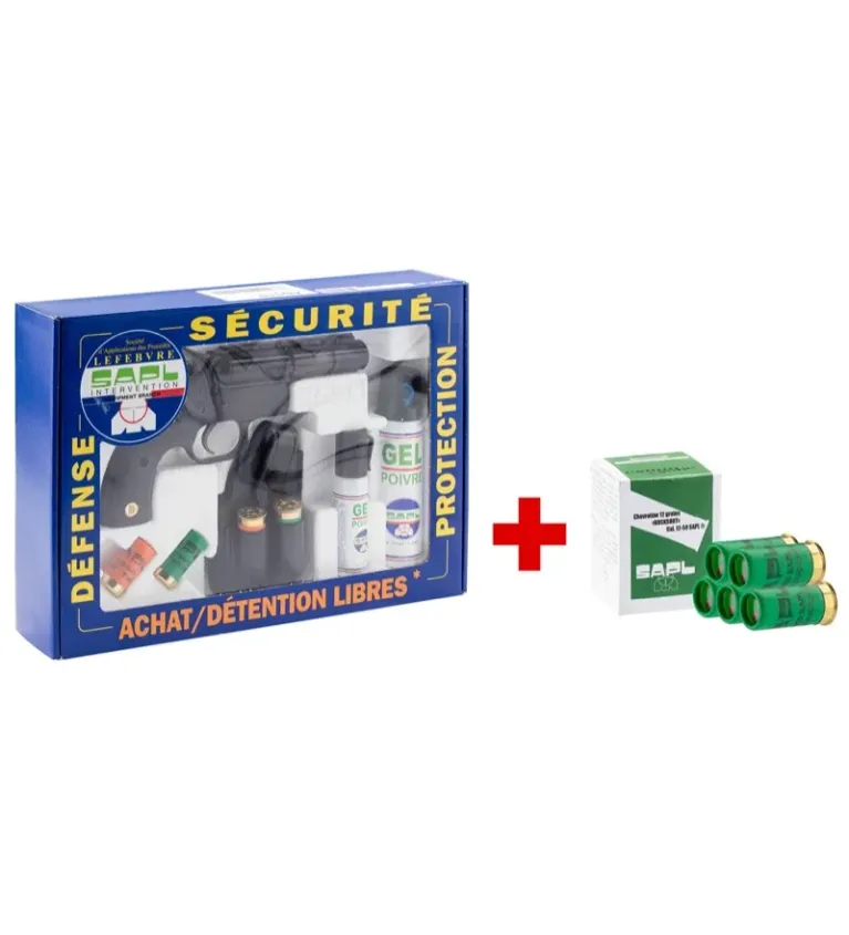 SAPL - Pack sécurité pistolet Gomm-Cogne GC27 SAPL + boîte 5 cartouches chevrotine 12/50 