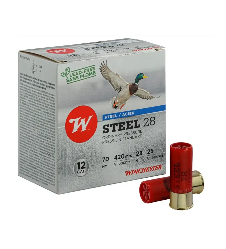 Winchester12/70 28g Acier numéro 5 Pressions Standard Winchester12/70 28g Acier numéro 5 Pressions Standard