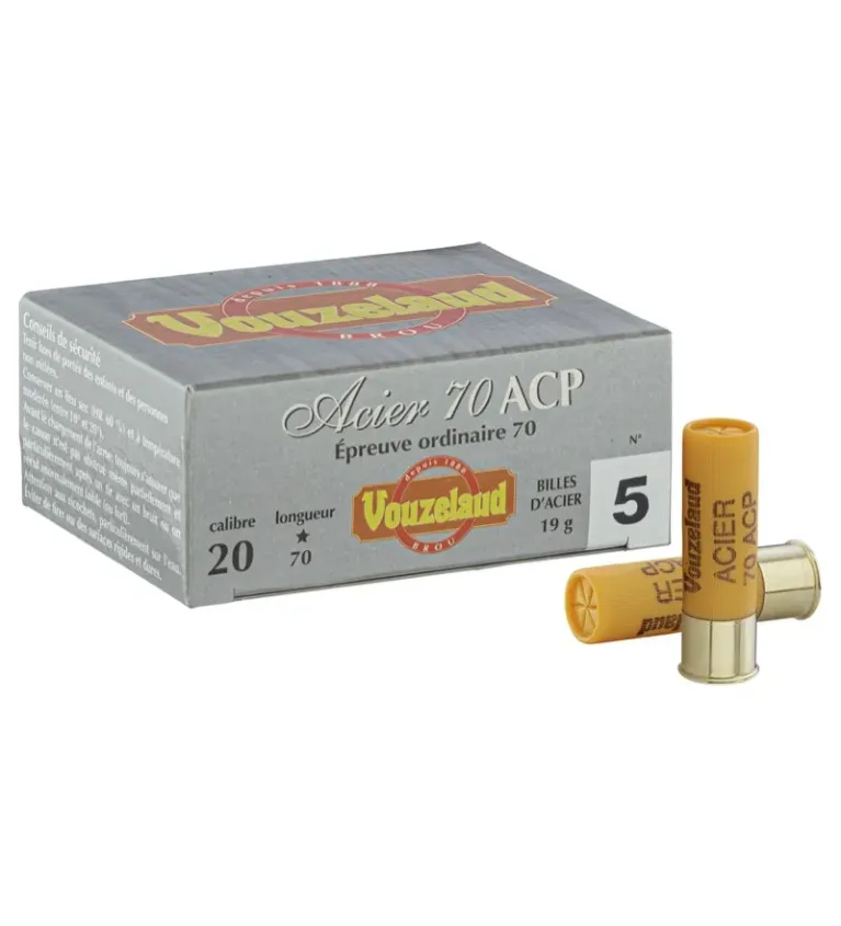 Cartouches Vouzelaud Acier 70 ACP Hautes Performances - Cal. 20/70  