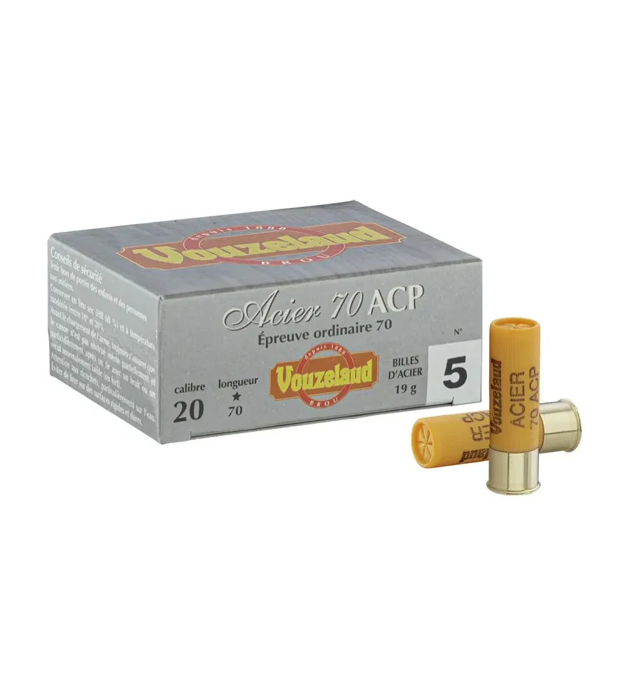 Cartouches Vouzelaud Acier 70 ACP Hautes Performances - Cal. 20/70  