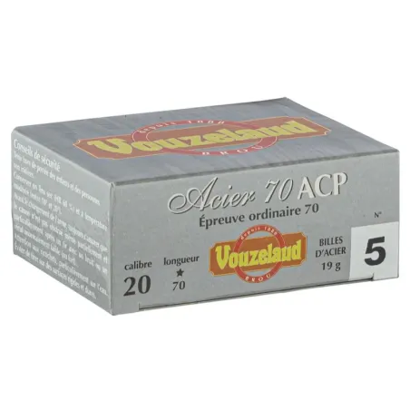 Cartouches Vouzelaud Acier 70 ACP Hautes Performances - Cal. 20/70  