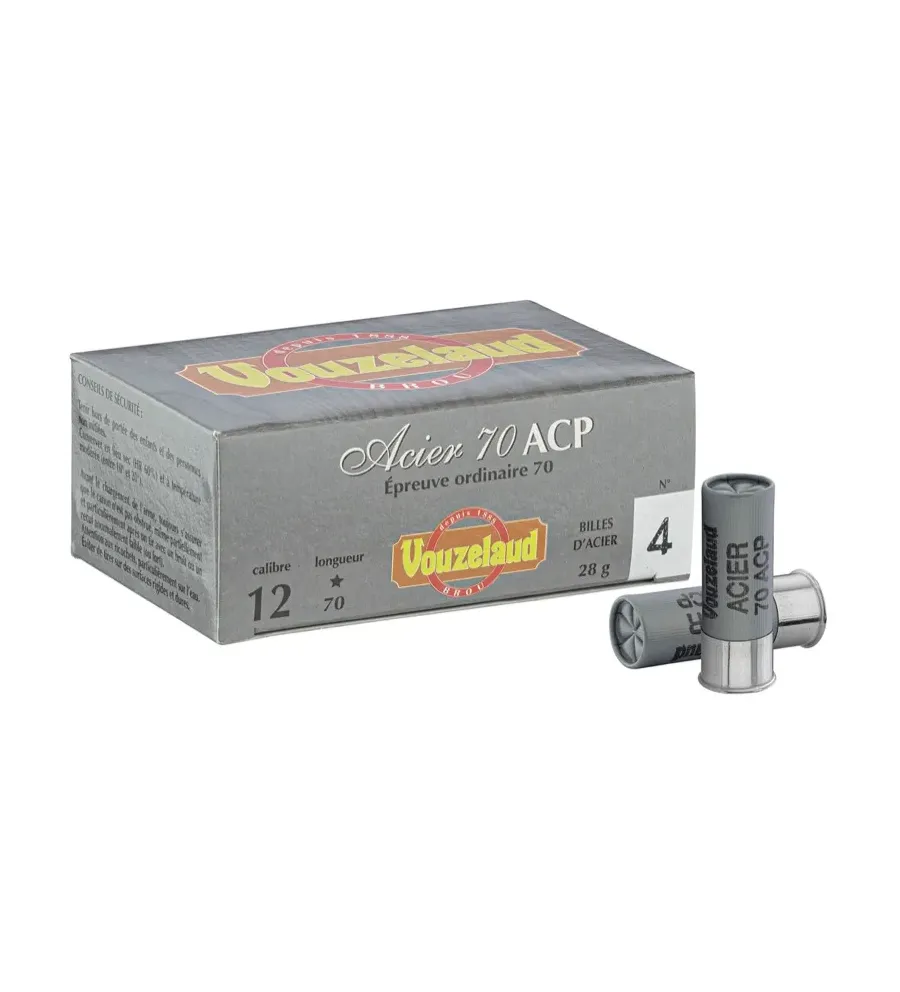 Cartouches Vouzelaud Acier 70 ACP Hautes Performances - Cal. 12/70 Cartouches Vouzelaud Acier 70 ACP Hautes Performances - Cal. 12/70