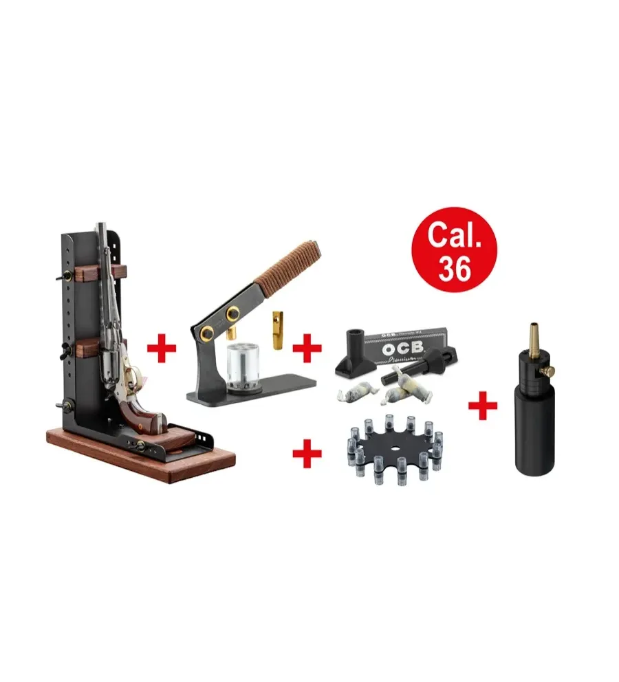 Kit BP Maker Cal 36 : Presse pour barrillet + support + poire + kit cartouches papier + amorceur Kit BP Maker Cal 36 : Presse pour barrillet + support + poire + kit cartouches papier + amorceur