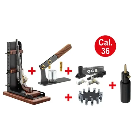 Kit BP Maker Cal 36 : Presse pour barrillet + support + poire + kit cartouches papier + amorceur 