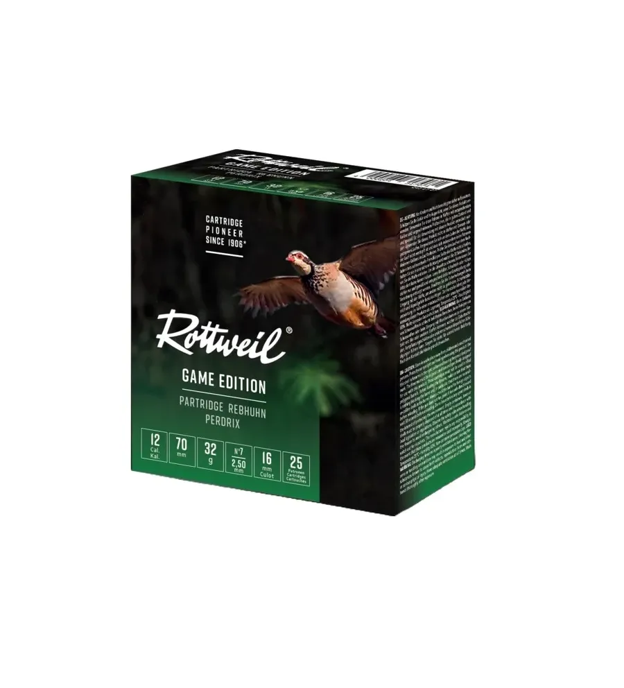 Cartouche Rottweill Perdrix 12/70 x25 Cartouche Rottweill Perdrix 12/70 x25