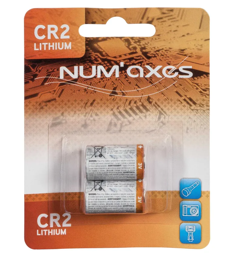 Blister 2 piles CR2 lithium 3 V Num'Axes 