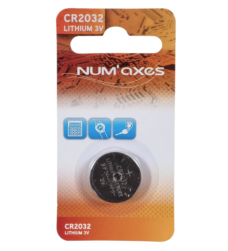 Blister 1 pile CR2032 lithium 3 V Num'Axes 