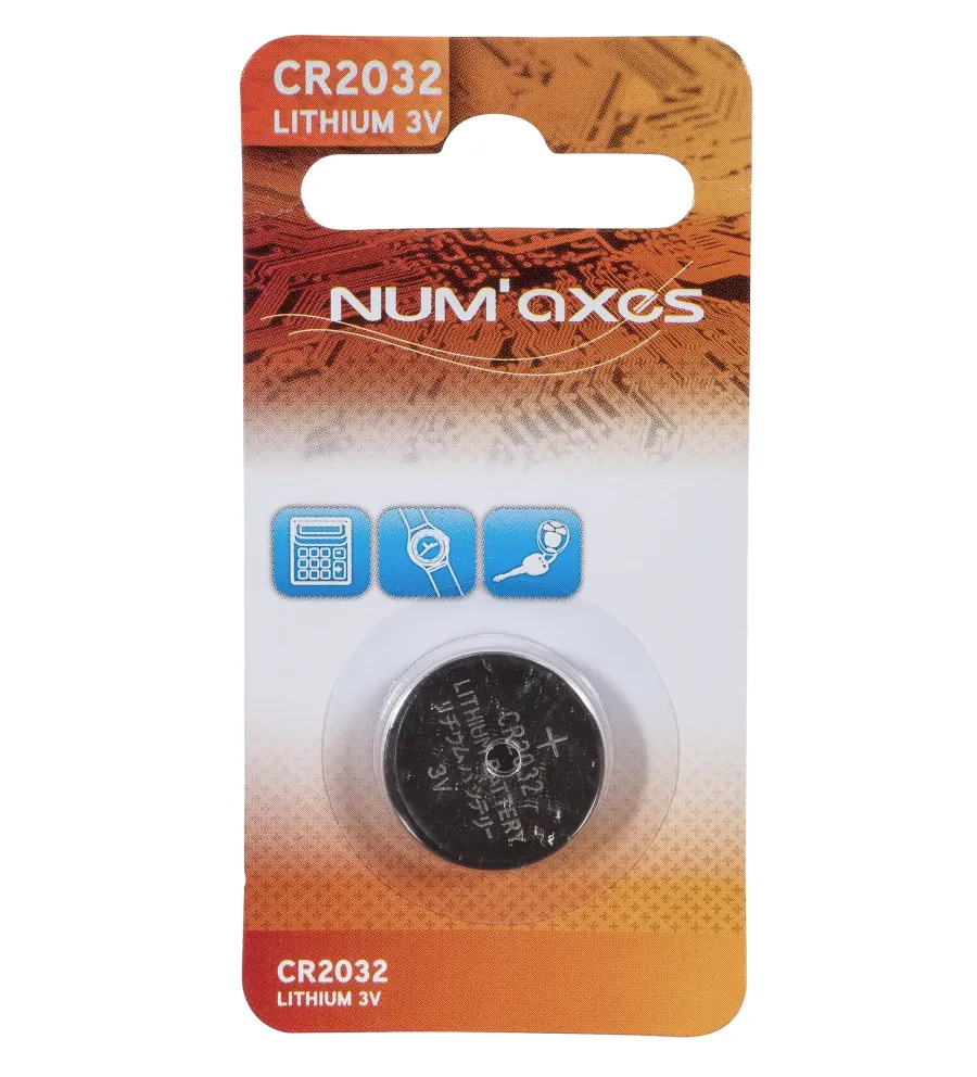 Blister 1 pile CR2032 lithium 3 V Num'Axes Blister 1 pile CR2032 lithium 3 V Num'Axes