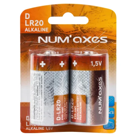 Blister 2 piles D LR20 alcalines 1,5 V Num'Axes 
