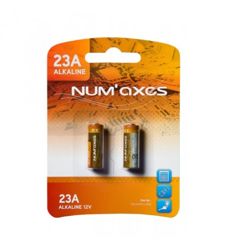 Blister 2 piles 23A alcalines 12 V Num'Axes 