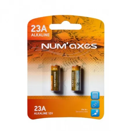 Blister 2 piles 23A alcalines 12 V Num'Axes 