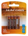 Blister 4 piles AAA LR03 alcalines 1,5 V Num'Axes 