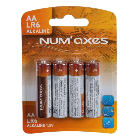 Blister 4 piles AA LR06 alcalines 1,5 V Num'Axes 