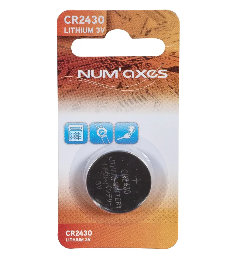 Blister 1 pile CR2430 lithium 3 V Num'Axes 