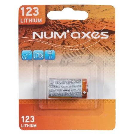 Blister 1 pile CR123 A lithium 3 V Num'Axes 