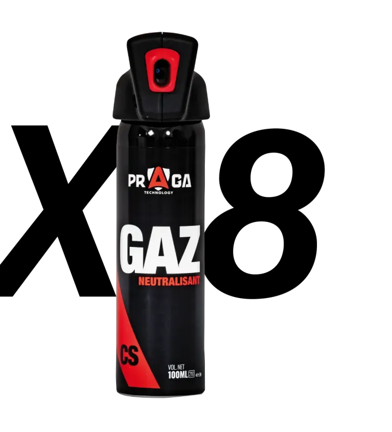 Pack bombes de défense gaz CS 100 ml x8 