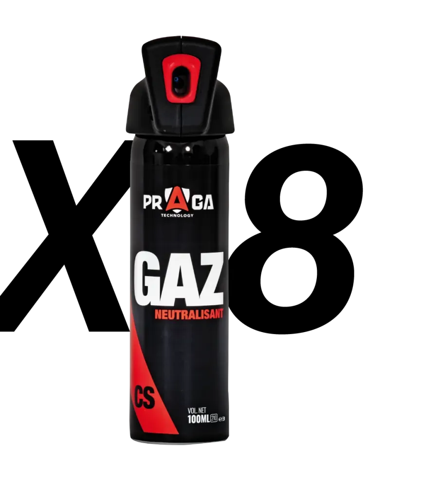 Pack bombes de défense gaz CS 100 ml x8 Pack bombes de défense gaz CS 100 ml x8