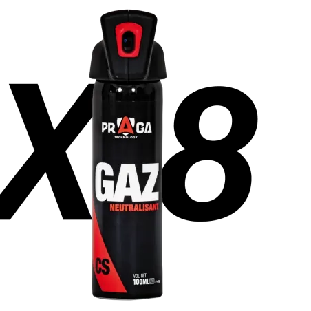 Pack bombes de défense gaz CS 100 ml x8 