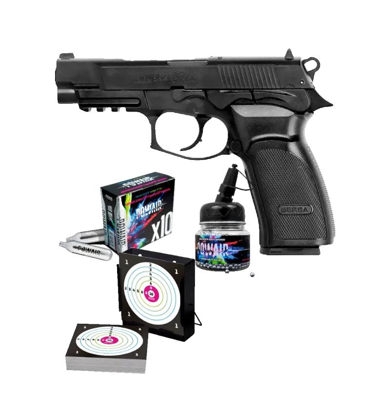 Pack pistolet CO2 ASG Bersa Thunder 9 Pro + Billes + Cibles 