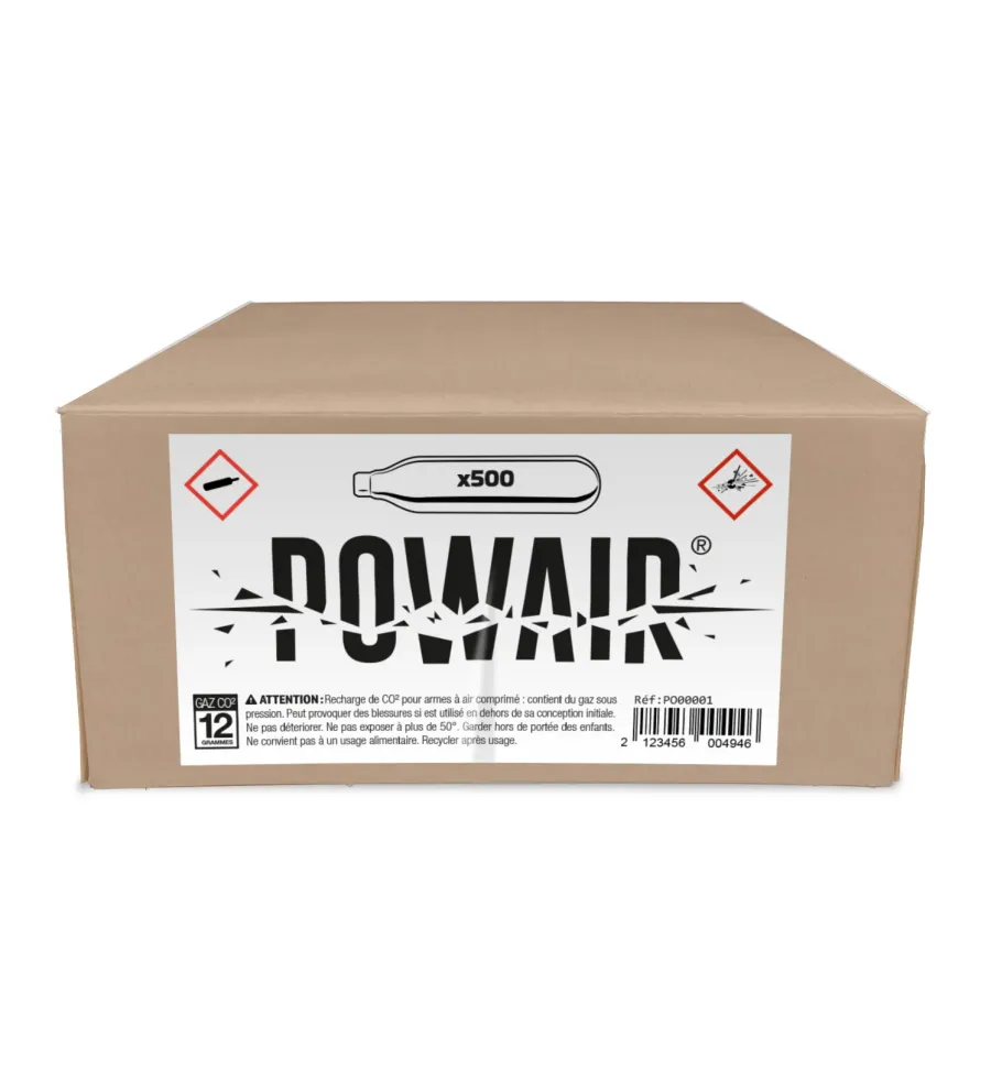 Cartouches CO2 12 gr Powair x500 Cartouches CO2 12 gr Powair x500