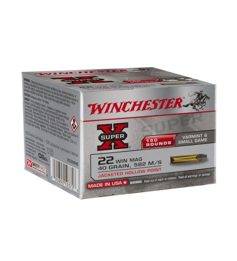 Balles Winchester Super X Jacketed HP 40 Gr - Cal. 22 WM x150 