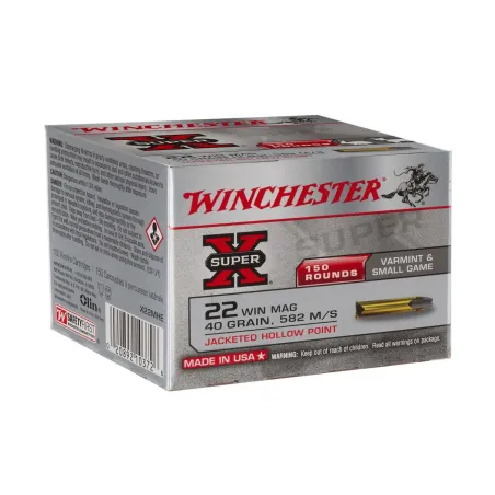 Balles Winchester Super X Jacketed HP 40 Gr - Cal. 22 WM x150 