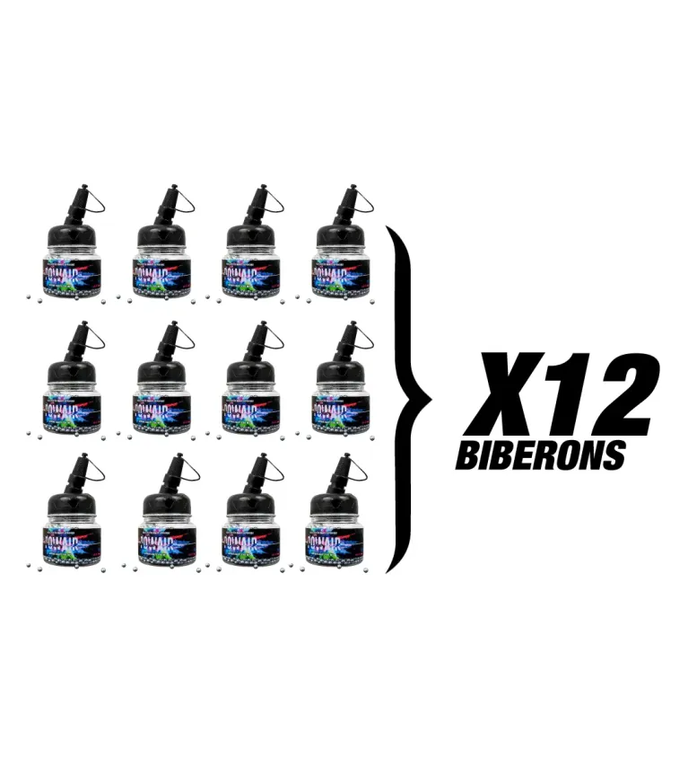 Pack Billes Acier BBs Powair - Cal. 4,5 mm x18000 (12 Biberons) 