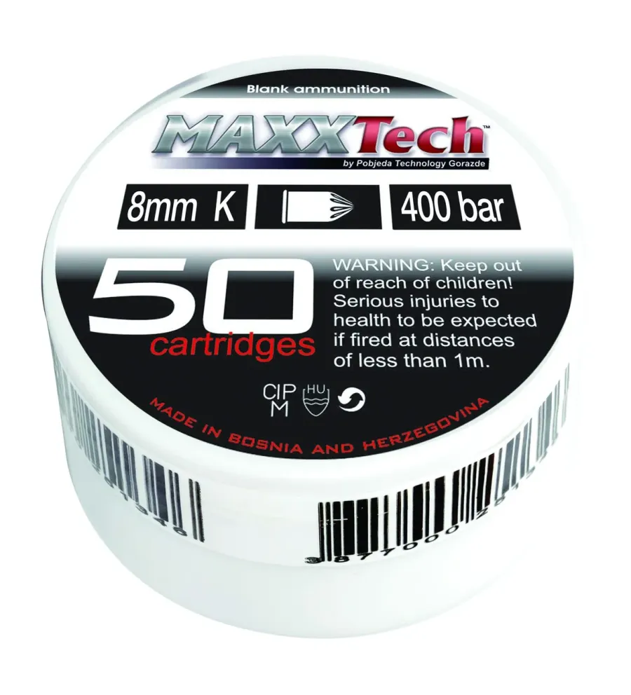 Balles à blanc Maxxtech - Cal. 8 mm 450 Bars x50 Balles à blanc Maxxtech - Cal. 8 mm 450 Bars x50