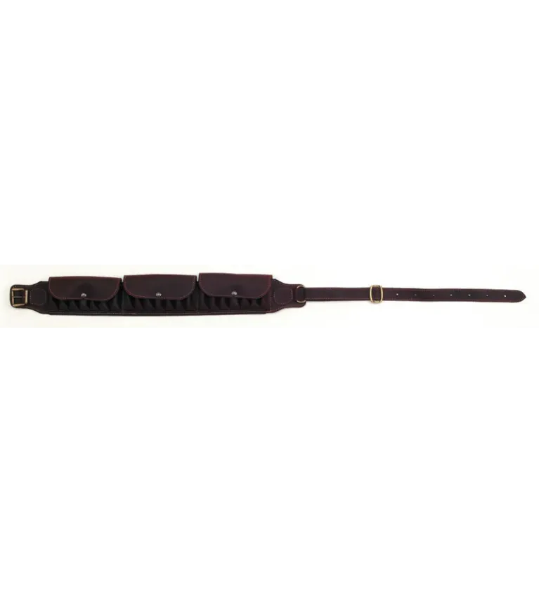 Cartouchiere 21 tubes cuir vieilli avec rabat Colombi 