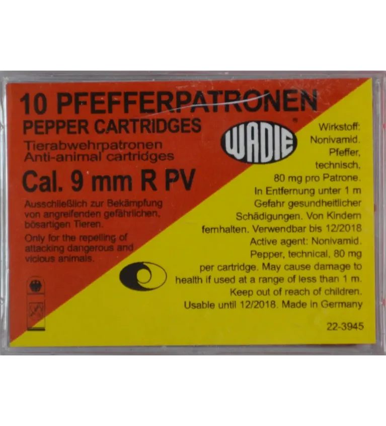 Cartouches à gaz poivre PV - Cal. 9 mm / 380 x10 
