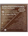 Cartouches Supra Pepper Gaz PA PV - Cal. 9 mm x10 