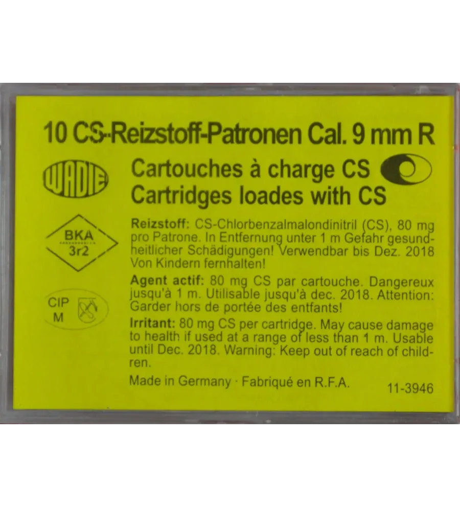 Cartouches à gaz CS - Cal. 9 mm / 380 x10 Cartouches à gaz CS - Cal. 9 mm / 380 x10