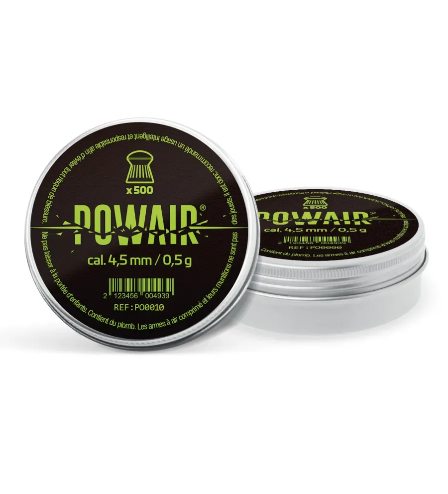 Plombs Ronds Domed Powair - Cal. 4,5 mm x500 Plombs Ronds Domed Powair - Cal. 4,5 mm x500