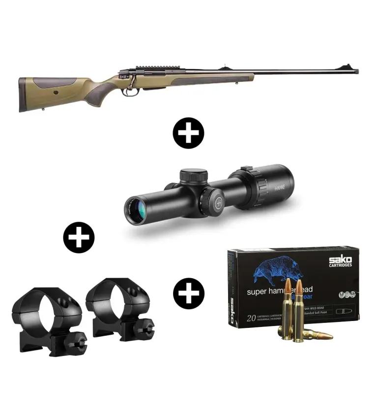 Pack battue ATA Turqua Synthétique 308 Win + Lunette Hawke 1-8x24