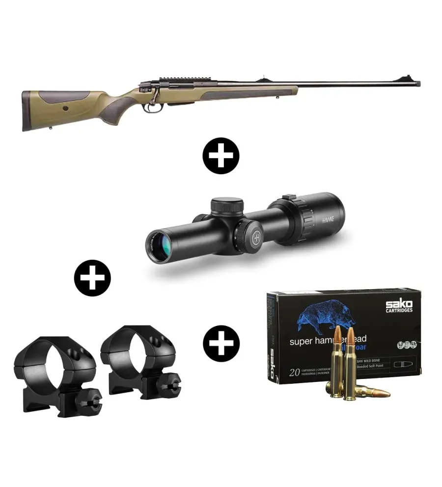 Pack battue ATA Turqua Synthétique 308 Win + Lunette Hawke 1-8x24